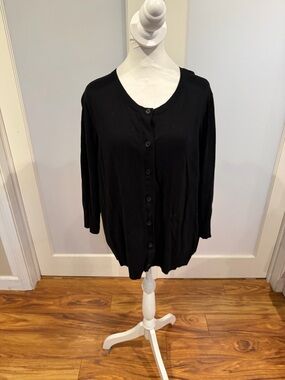 LOFT Black Knit Button Cardigan